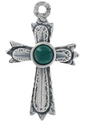 Sterling Silver Malachite Cross Pendant - 925 Round Cabochon Faith