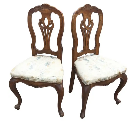 Pair of Armchairs in Solid Walnut, with Upholstery to Be Redone Elegant