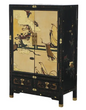 Antique Japanese Ebonized & Gilt Chinoiserie Decorated Tea Cabinet C1920