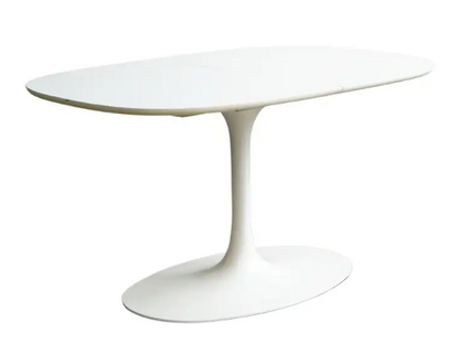 Tulip Style Dining Table White Laminate 57" racetrack oval top