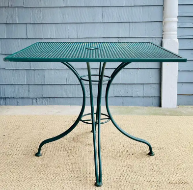 Vintage Wrought Iron Square Outdoor Patio Table