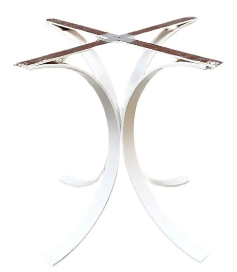 Italian Space Age White Curved Steel Base for Round Top Table, 1970s