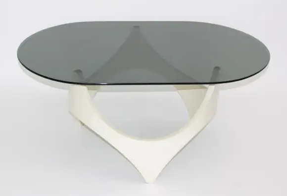 Space Age White Beech Coffee Table by Opal, 1970, Germany