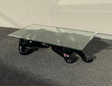 Vintage Ceramic Panther Coffee Table