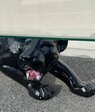 Vintage Ceramic Panther Coffee Table