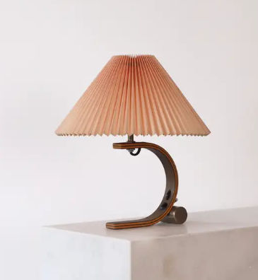 Curvy Danish Caprani Table Lamp in smoked Oak, 1970s, Denmark