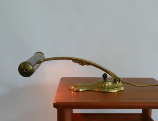 Art Deco Brass Piano Lamp, 1930s