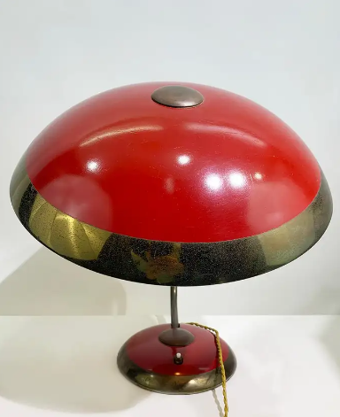 Red Bauhaus Desk Lamp by Helo Leuchten Germany, 1940s