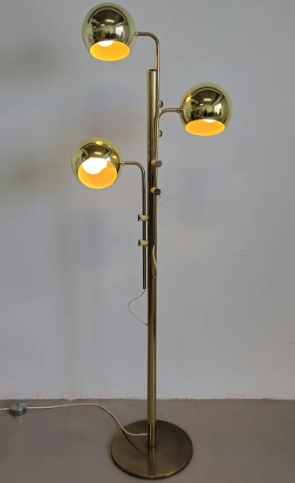 Three Tier Adjustable Brass Floor Lamp 1970s