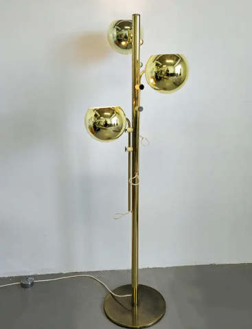 Three Tier Adjustable Brass Floor Lamp 1970s