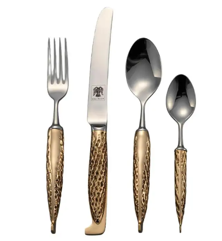 Eaglador Bronze Handled Flatware, Morel, 16 Pieces