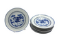 Set of 8 Blue Canton Rice Ware Salad or Dessert Plates, Chinese Export