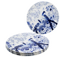 Charger plates Set of 6 porcelain plates birds flower motif by Royal Delft