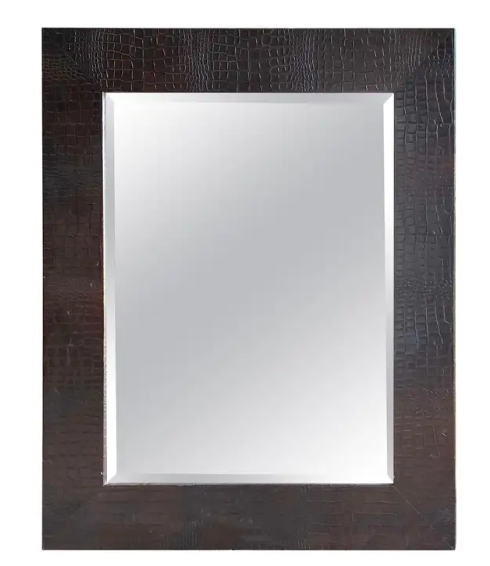 Large Embossed-Leather Framed Mirror