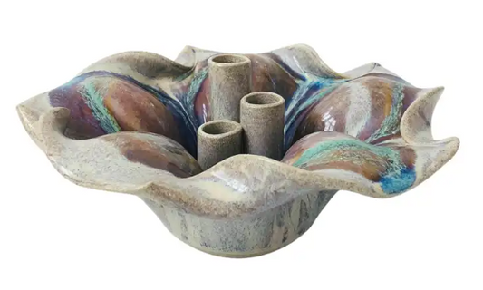 Curvy Studio Pottery Ikebana Triple Vase