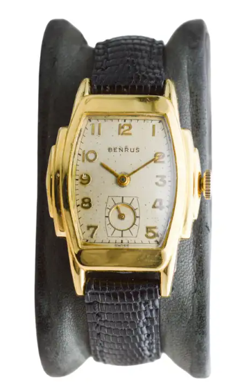 Benrus Gold-Filled Art Deco Watch circa, 1940's with Original Dial