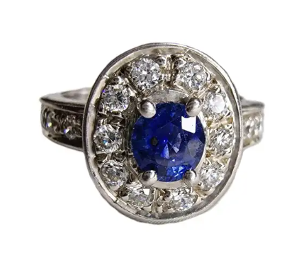 1ct Natural Oval Blue Sapphire Engagement Ring